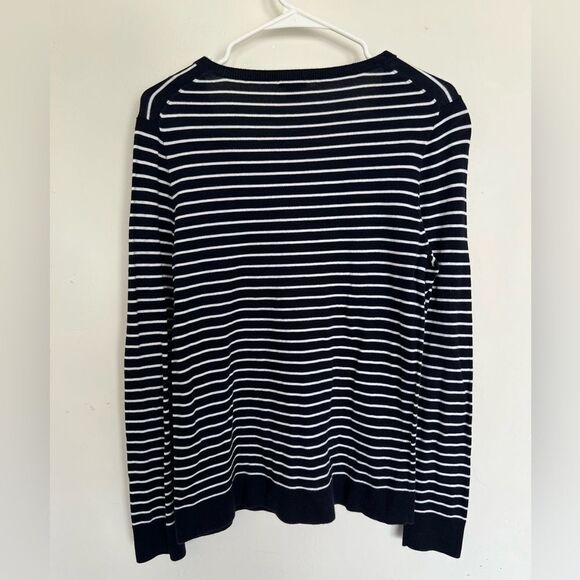 J. Crew Navy striped V neck sweater. size M - Picture 4 of 5